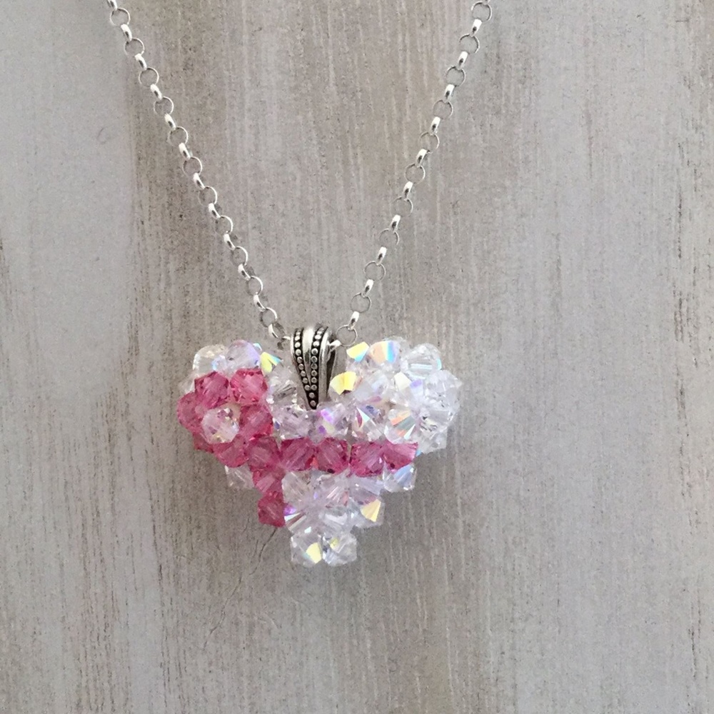 Breast Cancer Heart, Swarovski, Crystal